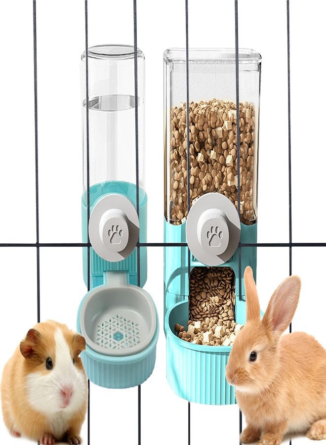 YumSur Hanging Cage Automatic Pet Food Water Dispenser, 41oz Hanging Automatic Food Dispenser, 18oz Pet Water Bottle for Cage Crate, Suitable for Kitten Rabbit Chinchilla Hedgehog Ferret (Blue, 41Oz) - Image 1